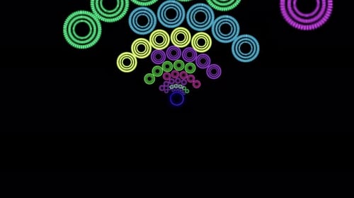 Elegant Colorful Circle Shape Rotate On Black Background, Circle Shape Pattern Animation Bg. Abstrac
