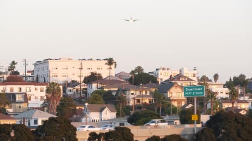 Airplane Landing to San Diego Airport California USA