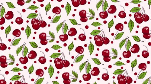 Cherries background on a seamless loop