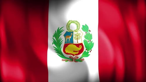 Animated Flag of Peru Waving with National Emblem