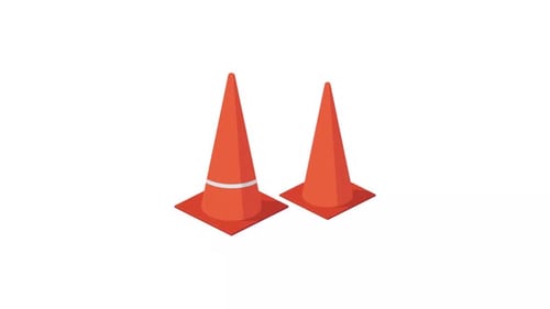 Animated Traffic Cones with White Stripe Reveal
