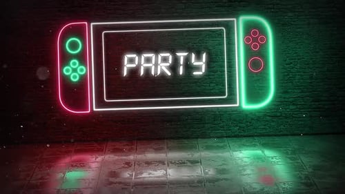 Consola de juegos Party In Neon roja y azul