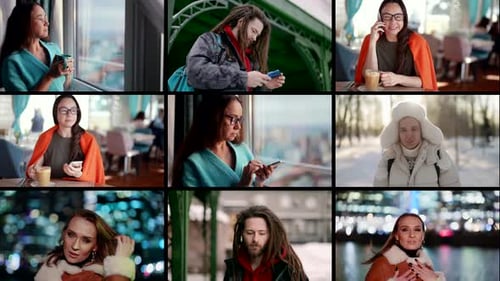 Diverse People Using Cell Phones in the City