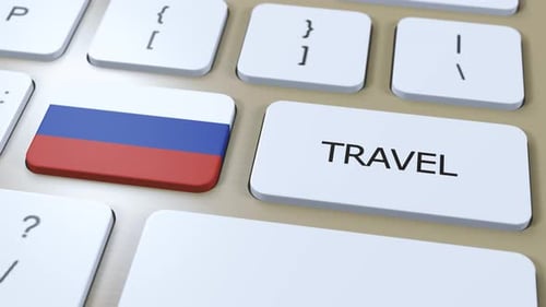 Russia Travel Key Press on Modern Computer Keyboard