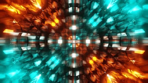 Orange And Cyan Psychedelic Absctract Background Loop Animation In 4K