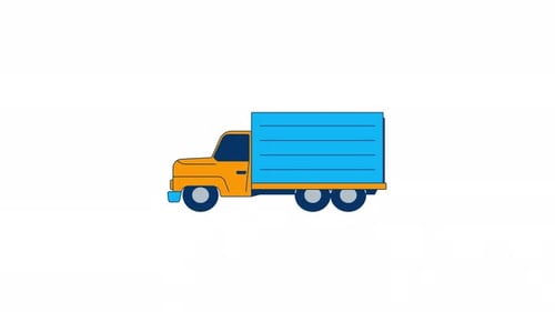 Cargo truck in side view 2D object animation