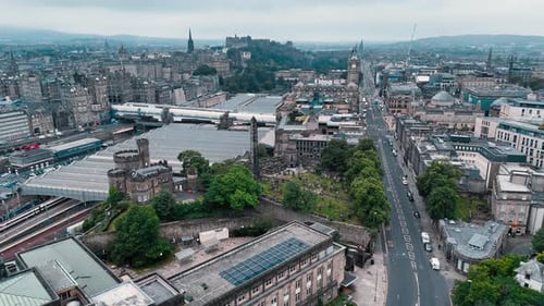 Aerial view of Edinburgh showcasing historic architecture and cityscape
