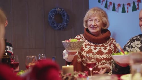 Family Together at Holiday Dinner Celebration