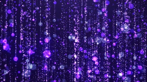 Gorgeous luxury purple particles elegantly falling and reflecting on the light.