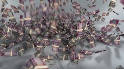 South Sudan Money - Pound Stacked Money Falling - South Sudanese Currency