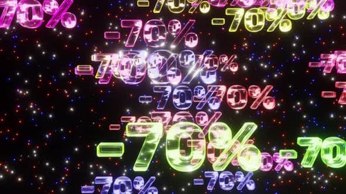 Colorful Neon Glass -70% Sale Discount Animation