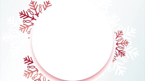 Animated Red and White Snowflake Circle Frame