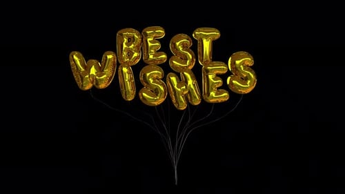 Golden Balloon Letters Floating Text Best Wishes Animation