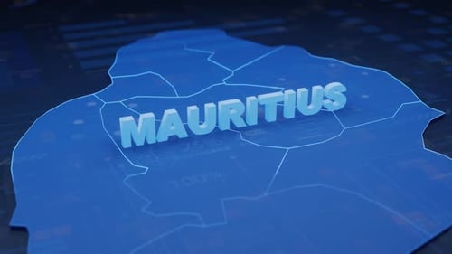 3D Mauritius Map Data Visualization with Animated Text