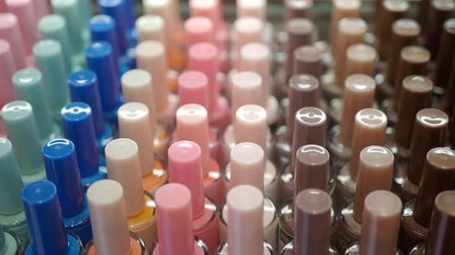 Nail Polish Collection Display at Shop Shelf