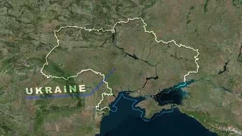 Animated Earth Zoom to Ukraine Map with Borders