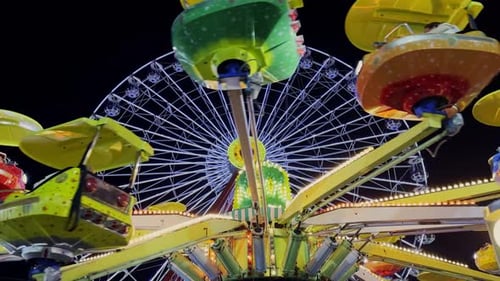 Amusement Park Happy Times Place At Night 04