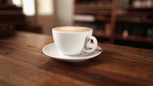 hot cup of coffee zoom in