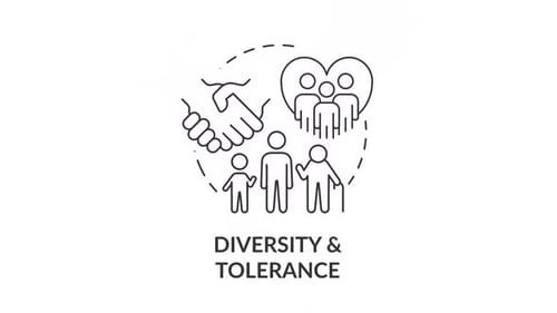 Diversity and tolerance concept icon line animation