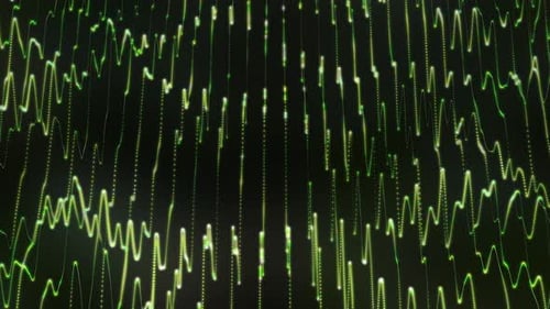 green abstract background with a network grid and particles connected Sci-fi digital