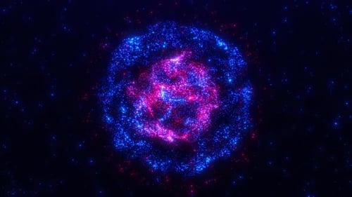 Abstract Neon Glowing Particle Energy Sphere Animation