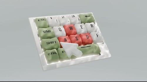 Representación 3D de una animación de teclado en tela