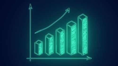 business profit green growth graph isometric neon animation