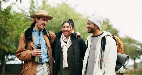 Friends Smiling and Laughing in Park Area