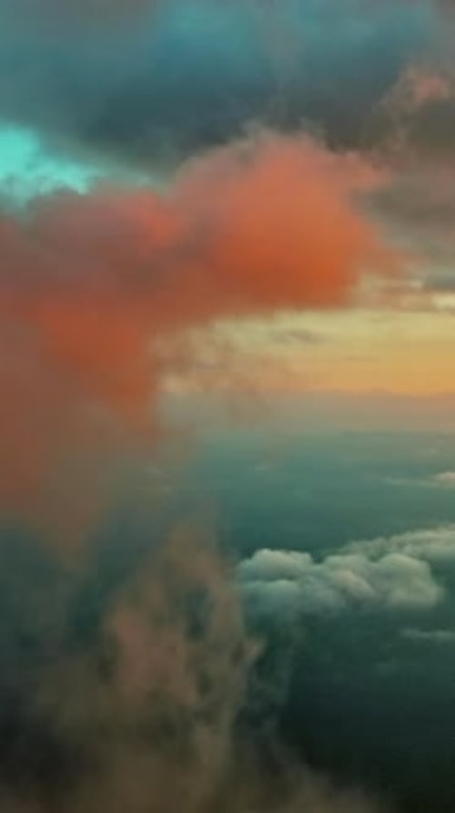 Aerial View of Clouds at Sunset or Sunrise