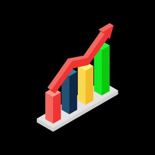 Isometric 3D Bar Chart with Upward Trend Animation