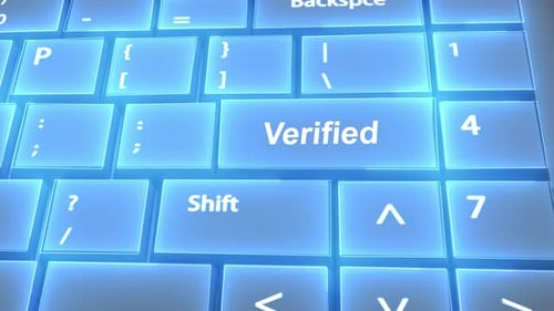 Futuristic Computer Keyboard Verified Text on Key