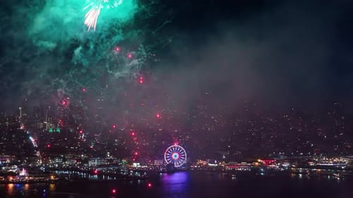 Aerial Fireworks Display Over San Francisco on Independence Day