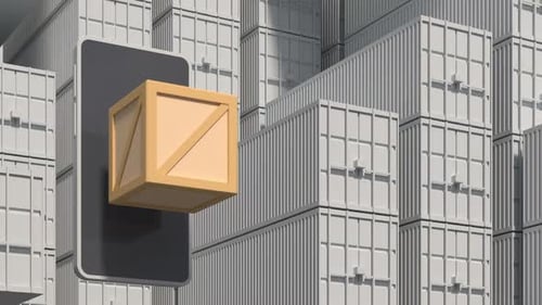 Modern Logistics Animation with Smartphone and Wooden Crates