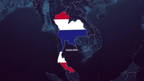 Thailand Map And Flag 4K