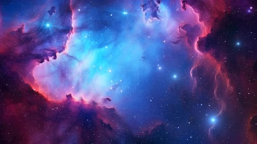 Vibrant Cosmic Nebula with Twinkling Stars Background Loop