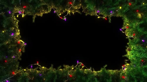 Decorative Christmas Lights and Pine Branches Holiday Frame