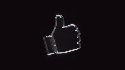 Clear Glass Thumbs Up Like Icon Rotation