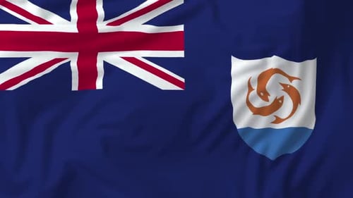 Anguilla Flag Realistic Waving Loop Animation