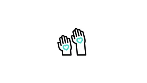 Animated Hands with Hearts Flat Design Icon