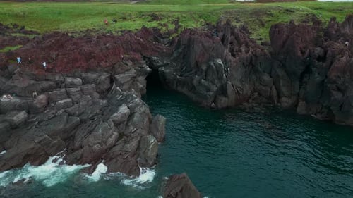 Epic scenery on the island cliff and blue sea