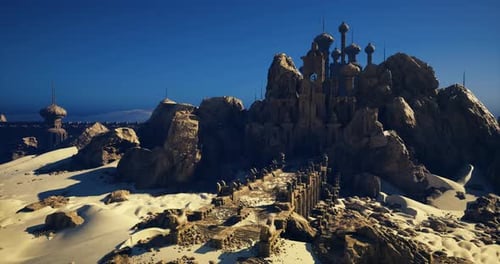 Winderoded Carved Pillars Create Dramatic Landscape Shadows and Textures