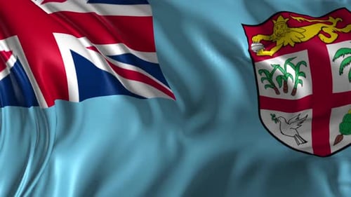 Fiji National Flag Waving with Realistic Fabric Movement