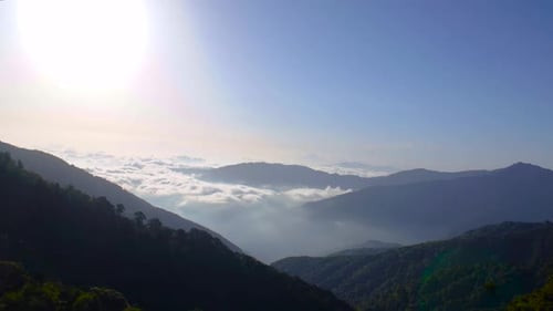 clouds on a mountain valley