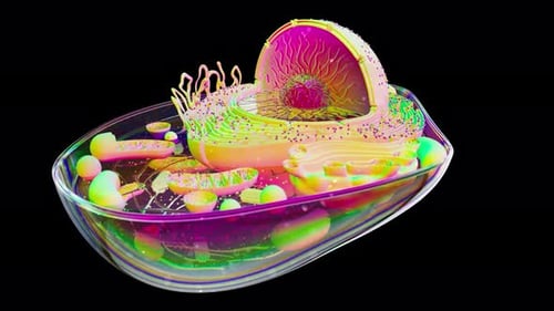 4K abstract animation of the biological cell and the nucleus