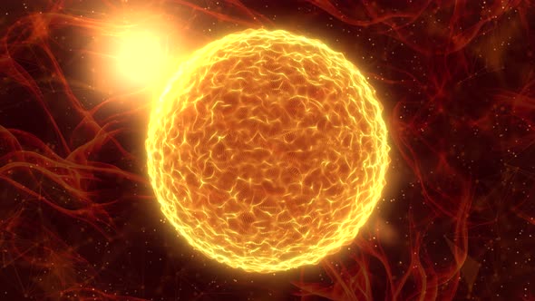 Solar Energy Explosion: Glowing Sun Sphere with Lava Waves, Fractal ...
