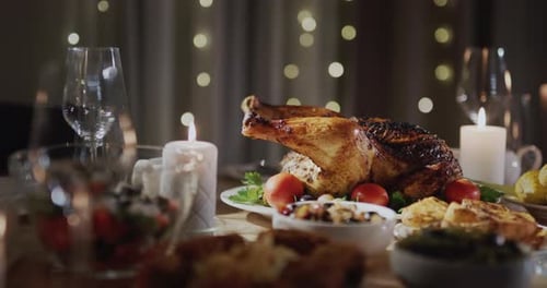 Appetizing Festive Turkey on a Festive Christmas Table
