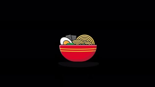 Animated Flat Design Noodle Bowl Filling