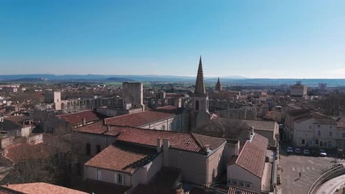 Aerial View of Roman Amphitheatre in Arles France