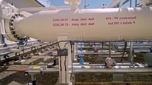 Industrial gas valves and piping at a gas pumping station