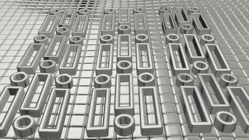 Schwebender Hintergrund mit silbernen Würfeln, einzigartiges Design, exklusiv, Formen, 3D-Rendering, Reflexion